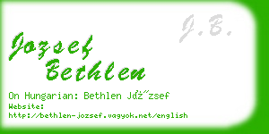 jozsef bethlen business card